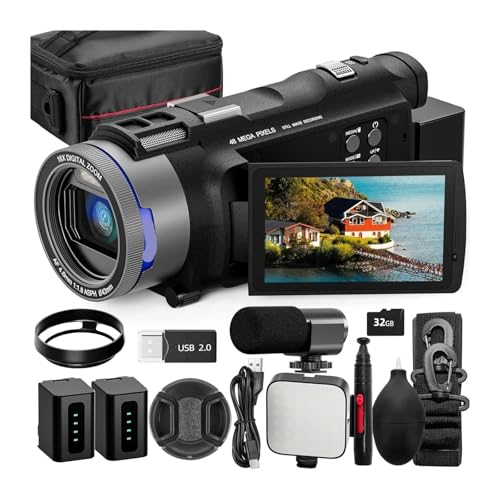 4Kビデオカメラ、48MPビデオブログカメラ、Wi-Fiとアプリコントロール、3倍のバッテリー寿命と16倍ズームを備えたビデオレコーダー