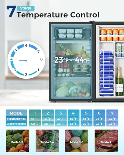 Image of Feelfunn Mini Fridge with Freezer - 3.2 Cu.Ft Single Door Mini Refrigerator with Adjustable Thermostat, Energy Saving, Low Noise, Small Fridge for Bedroom, Office, Dorm, Apartment, Classroom - Silver