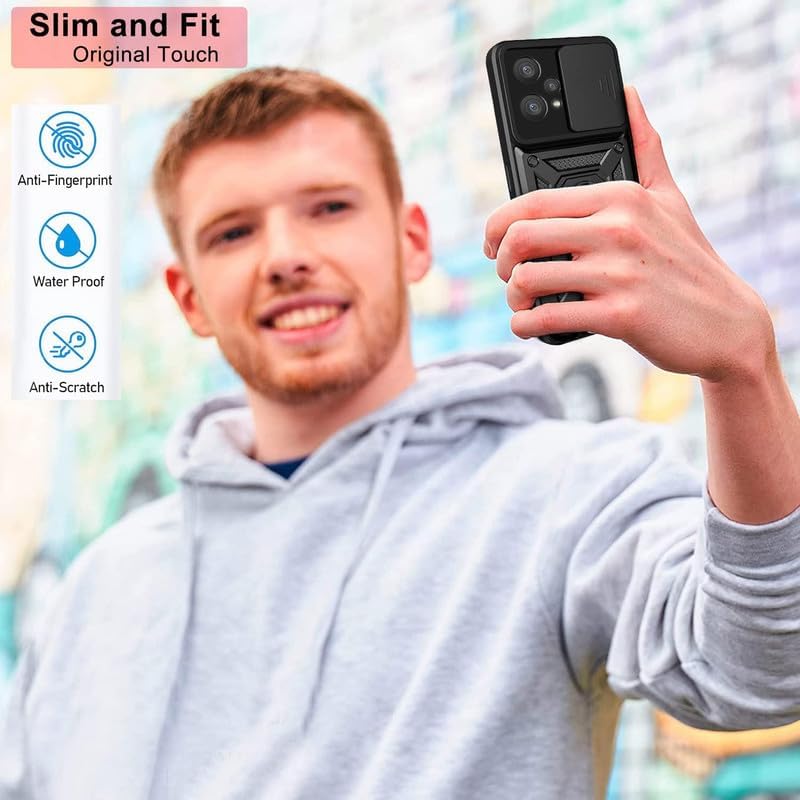 Image of Luxe Back Cover for OnePlus Nord CE 2 Lite 5G | D10 Tough Armor | Sliding Camera Shield | 360 Protection | Kickstand Ring Holder | Military-Grade Shockproof Bumper