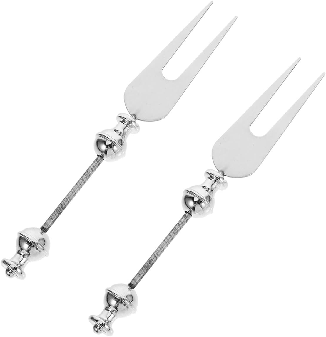 COLLBATH 2pcs Stainless Steel Fruit Forks Beadable Snack Dessert Forks Small Silverware for Party and Daily Use