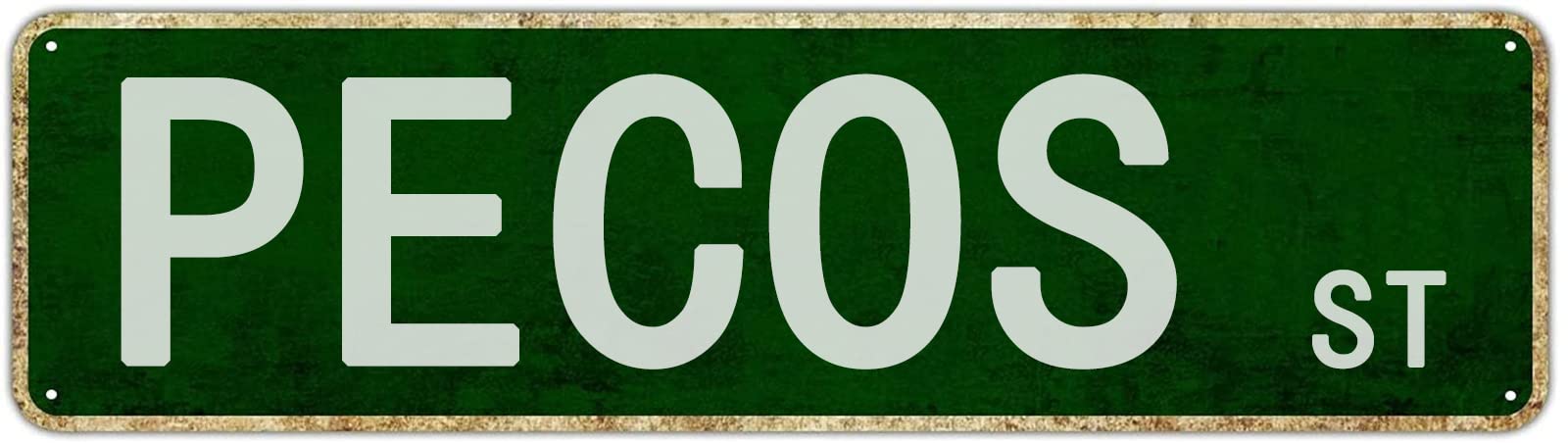 Pecos St Vintage Tin Signs Art Plaque Aluminum for Bedroom Garden Wall Barn Coffee Hanging Decor 4x16 Inch
