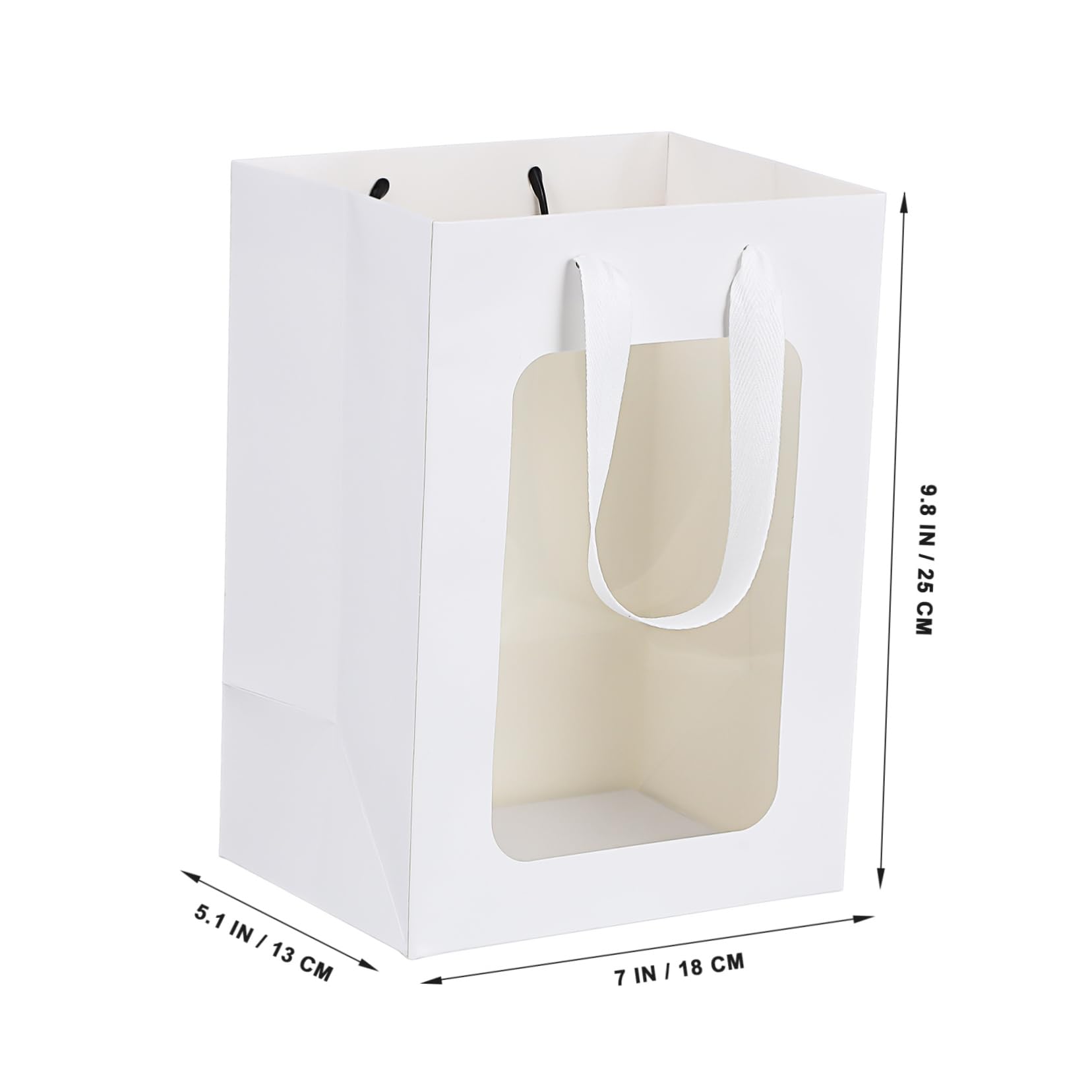 ULTECHNOVO 20 Stück Weiße Durchsichtige Geschenktüten mit Fenster 18x13x25cm Papier Geschenkbeutel mit Griffen für Hochzeit Party und Gastgeschenke