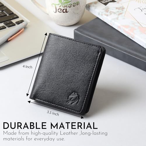 Image of VEMILIO Mens Wallet Belt Combo | Vegan Leather Bi-Fold Wallet with Coin Pocket & Reversible Belt | Gift Combo Set for Men & Boys (Black)