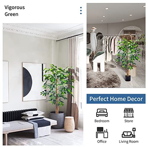 Ficus Artificial Trees Faux Plants - 4Ft Tall Silk Ficus Tree With Realistic Leaves And Natural Trunk Fake Plant For Home Decor Living Room Balcony Decor (4Ft - 1Pack)… #TOP5