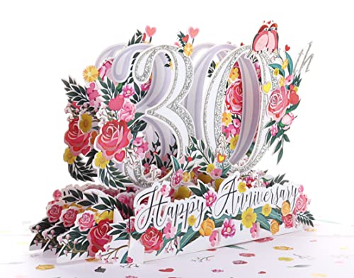 iGifts And Cards Happy 30th Milestone Anniversary 3D Pop Up Greeting Card, Perfect Couple, Elegant Wedding, Marriage - Image 4