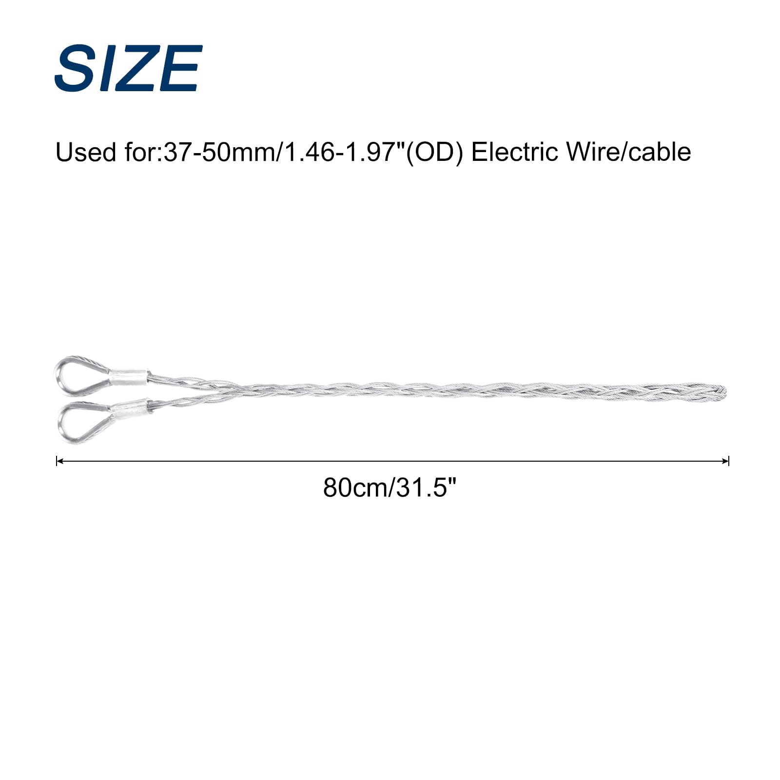 QUARKZMAN 37-50mm Od Câble Chaussettes de Tirage Grip 0.8M Double Tête Côté Tirer Fil Maille Outil de Tirage en Acier Galvanisé