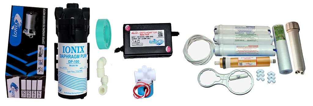 IONIX Full RO Assembling Kit for All RO/UV/UF Water Purifiers, 5 Stage RO, 100 GPD Membrane, 1 Count