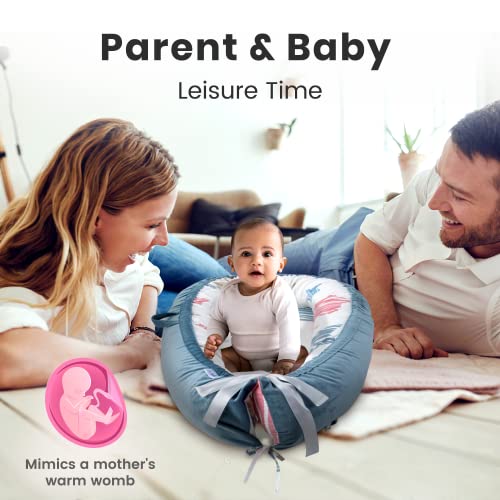Baby Lounger For Newborn Cover - Newborn Lounger For 0-12 Months, Breathable & Portable Infant Lounger - Adjustable Cotton Soft Baby Floor Seat For Travel, Newborn Essentials - Baby Snuggle #TOP2