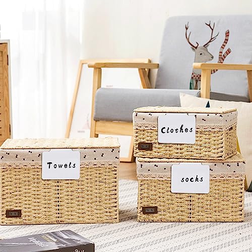 12 STK Etikettenhalter Set, Abeillo PVC Korb Etiketten und Whiteboard Stift Set, Tafeletiketten Regal Clip Etikettenhalter für Aufbewahrungsbehälter Organisationsbox Lagerung Körbe (Weiß)