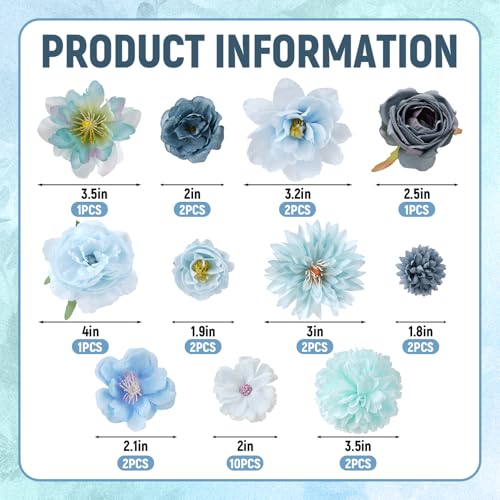 27 Pcs Faux Flowers Small Artificial Flower for DIY Craft Supplies for Wedding Party Graduation Home Decor (27, Blue) image 7
