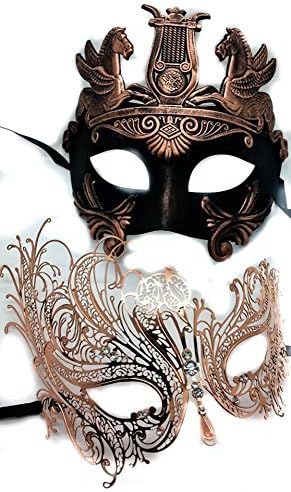 Rose Gold Bronze Herules Luxury Swan Couple Mask Mardi Gras Venetian His & Her Mask Ball Masquerade Mask Rose Gold Bronze Herules Luxury Swan Couple Mask Mardi Gras Venetian His & Her Mask Ball Masquerade Mask