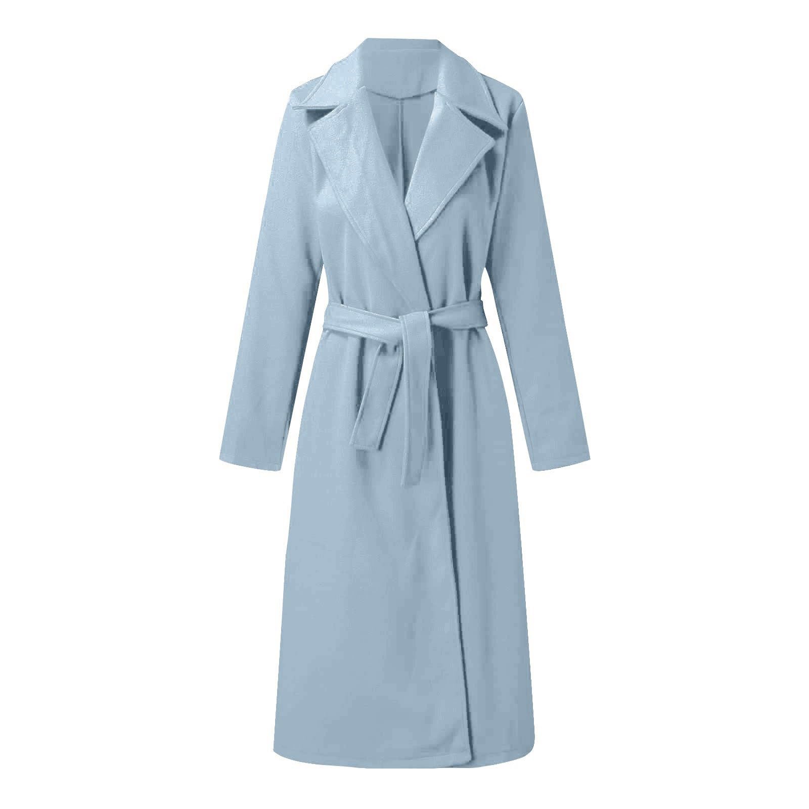 Generisch Wintermantel Damen Lang Wollmantel Elegant Wolljacke Einfarbig