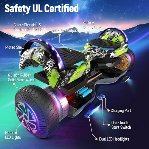Image of LIEAGLE Hoverboard, 6.5 inch Self Balancing Scooter Hover Board with Bluetooth Wheels LED Lights for Kids Adults