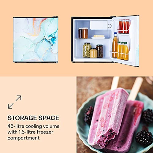 Klarstein CoolArt Koel-Vriescombinatie - Koelkast met 2 Koelniveaus, Frontdesign, Thermostaat met 5 standen, 0 tot 10 °C, Inhoud: 45 Liter, Motief: Pastel - Afbeelding 4