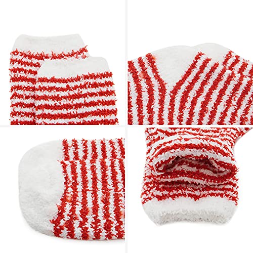 Image of Durio Fuzzy Socks with Grips for Women Cozy Hospital Socks Slipper Socks Cute Fluffy Socks Non Slip Socks Womens