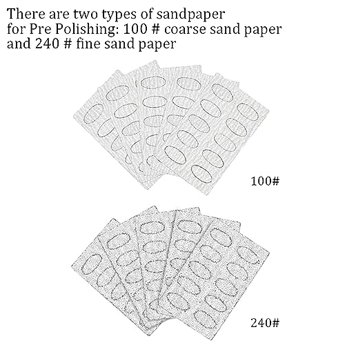 Nail Cuticle Pusher Self-Adhesive Sandpaper Manicure Kit Double Head Cuticle Pushers Nail Art Pre-polishing Sand Paper 240/100 Grit Sandpaper Sheets Nail Pusher Replace Sanding Paper Nail Care Tools