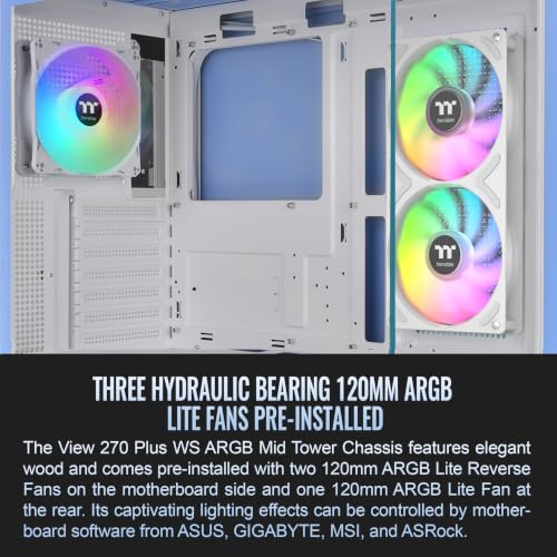 Image of Thermaltake View 270 Plus SR TG ARGB; Mid Tower Chassis; 1xSF240 ARGB PWM Reverse Fan 1xSF120 ARGB PWM Fan; 360mm Radiator Support; 420mm GPU Clearance; Hydrangea Blue; CA-1Y7-00MFWN-06