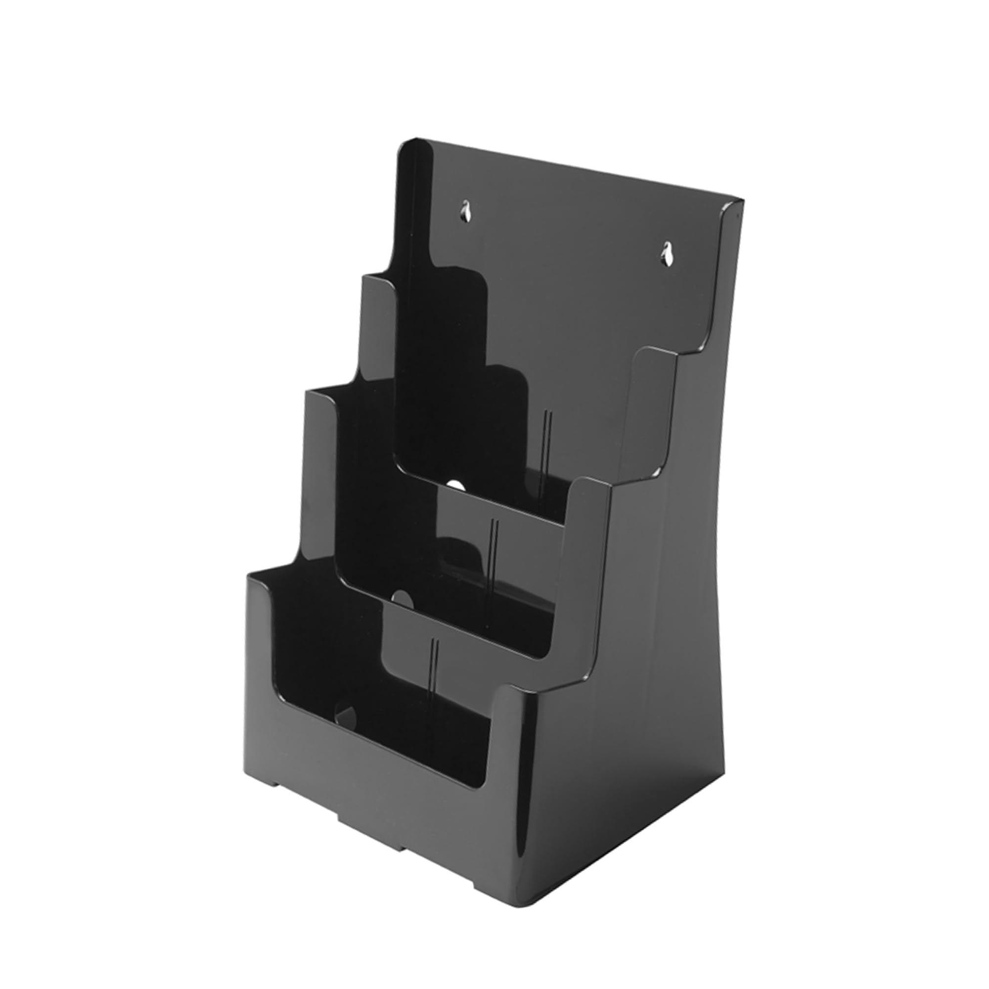 Deflecto Countertop Black 3 Tier 3 Pocket A4 Portrait Multi-Tier Literature Holder - Pack of 2 - Magazine File Holder Leaflet Holder Wall Mounted