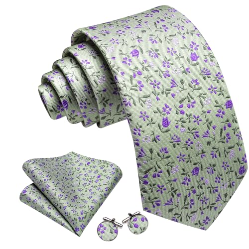 Image of Barry.Wang Ties for Men Silk Tie Sets Polka Dot Woven Necktie Pocket Square Cufflinks Business Wedding