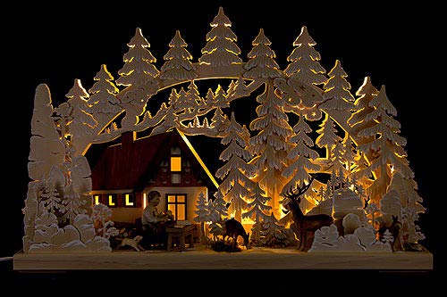 RATAGS 3D Double Arch - Mountain Cabin with Carver - 62x40 cm / 24x16 inch