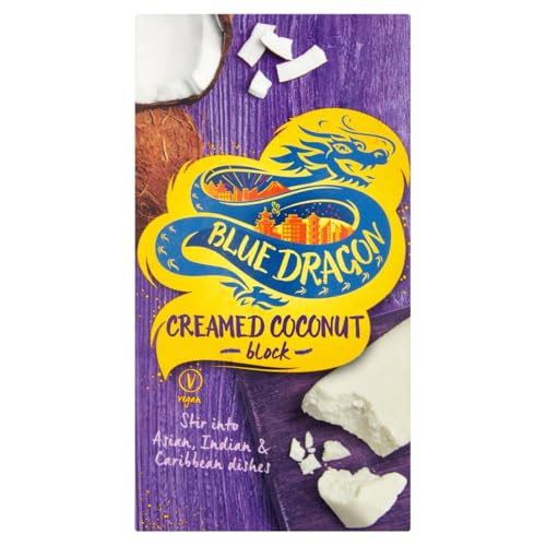 Blue Dragon Creamed Coconut Block 200g | Rich & Creamy | Stir Into Curries Soups & Sauces | Suitable For Vegans