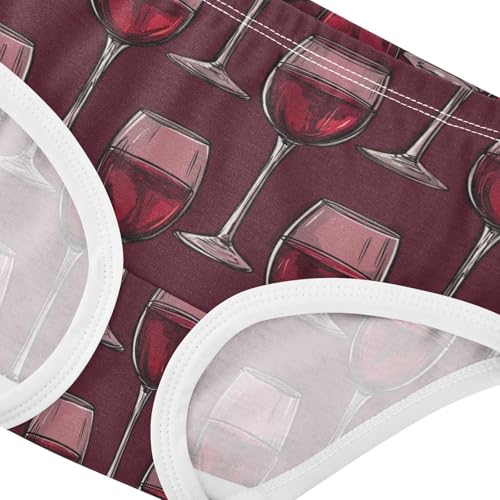ZZKKO Red Wine Tall Glass Girls Underwear Toddler Panties for Girls Comfort Brief Size 2T-8Y3