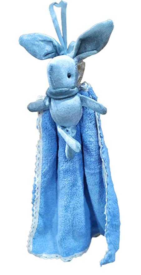NEERAK Hand Towels, Cute Cartoon (Rabbit) Kitchen Hanging, with Loops, Bathroom, Quick Dry Hand Bath Towel, Soft Absorbent Microfiber Multicolor (Pack of 3) 1