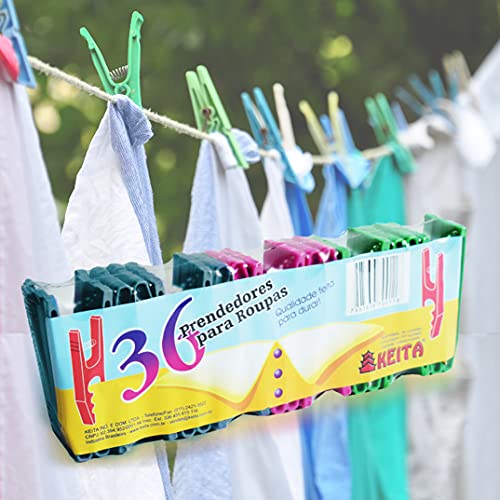 Prendedor plastico 36 pecas Keita