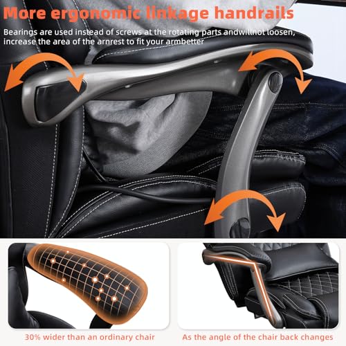 Image of 700lbs Big and Tall Office Chair for Heavy People-Heavy Duty Executive Chair with Adjustable Lumbar Support, Metal Base, PU Caster Wheels, Wide Seat for Sitting All Day