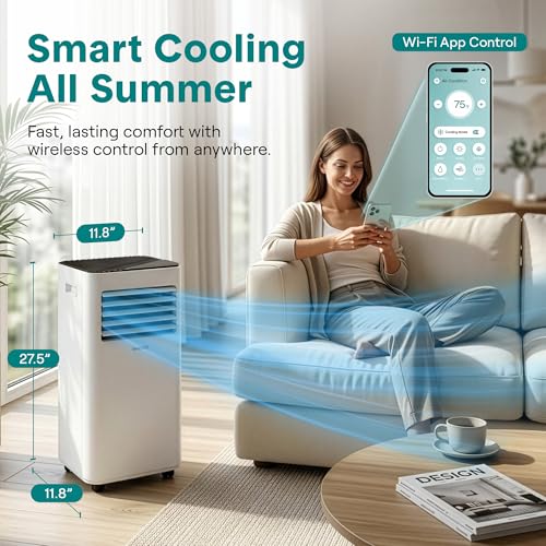 Image of SereneLife Portable Air Conditioner 10000 BTU | 3-in-1 Cooling, Fan and Dehumidifier | 24-H Timer with up to 320 sq ft Coverage | AC Unit for Bedroom, Home & Office | Includes Window Kit & Remote