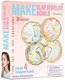 Patemby Make Your Own Clay Jewelry Bowls Arts and Crafts Kit for Teen Girl, DIY Clay Jewelry Dish Kit, Polymer Clay Crafts for Girls, Fun Birthday Gift for Teens Girls Kids Ages 8 9 10 11 12 Years Old