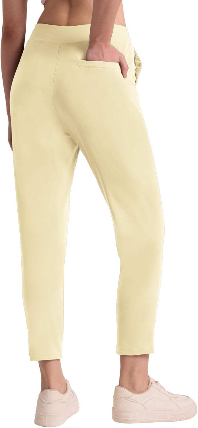 QBK Women's Petite Ankle Pants 25"/27" Stretchy Pull On Work Dress Business Casual Slacks with Pockets for Yoga Travel Golf - Image 2