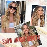 Long Ombre Blonde Wigs for Women 26 inch Long Wavy Middle Part Wig Ombre Blonde Wigs Upgraded Protein Fiber Hair Replacement Wig Cosplay Costume Halloween Wig(26'' Brown Ombre Blonde) - Image 3