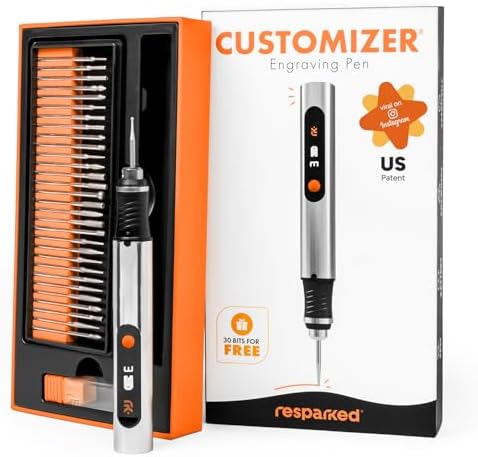 Resparked Customizer Engraving Pen (Formerly Culiau): Ultimate Cordless Portable Tool for Artists & DIYers - Engrave 50+ Surfaces - Beginner Friendly - Rechargeable - Free 30 Bits & Mastery Guide