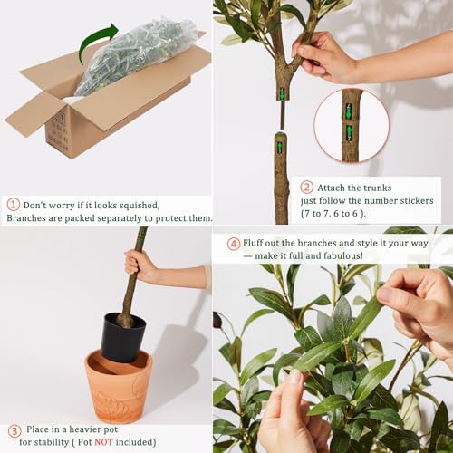 7ft Artificial Olive Trees Indoor, Tall Faux Olive Tree 7 Feet Fake Plants with Realistic Leaves Olive Silk Tree Home Office Living Room Garden Decor by KISSMLIFE - Image 7