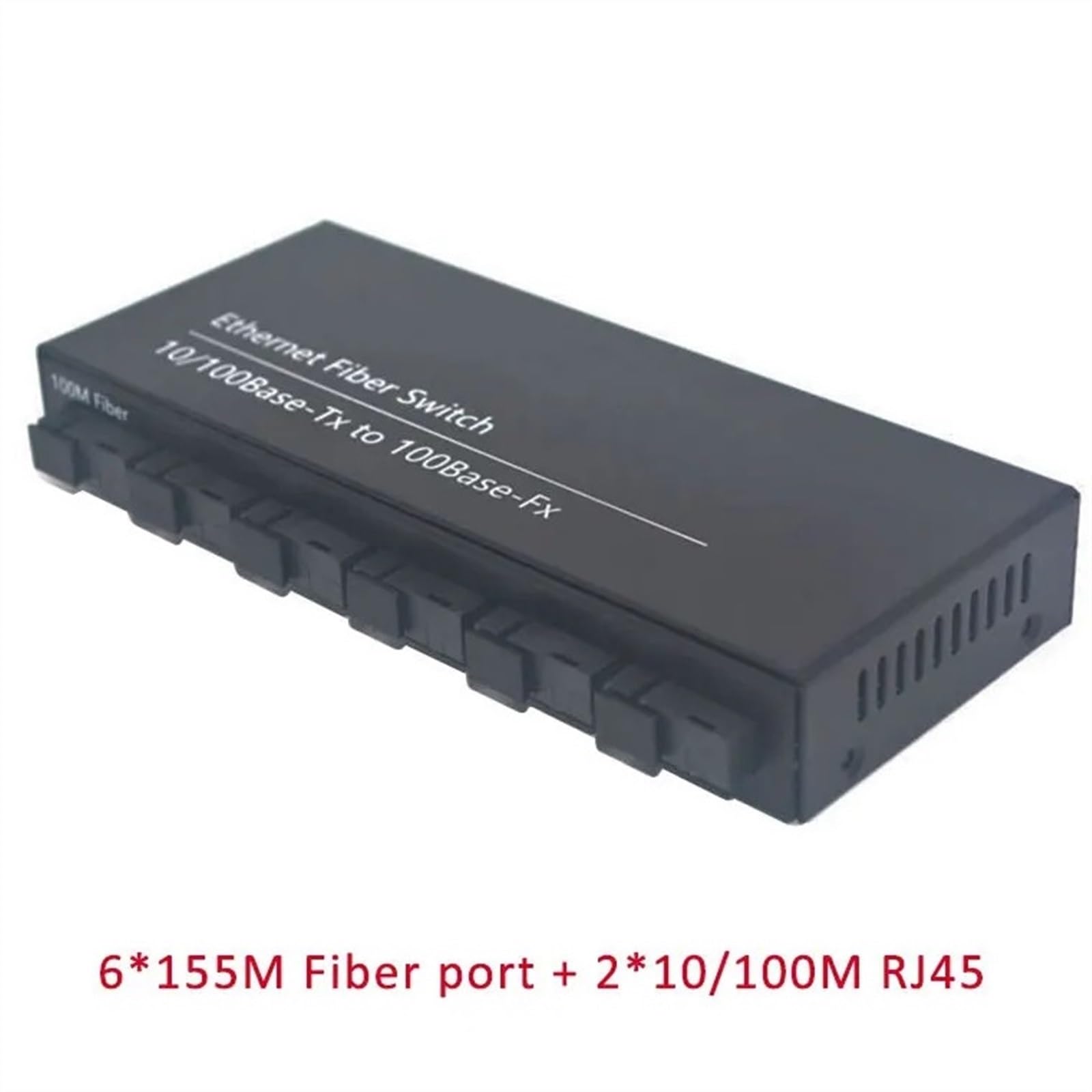 Convertisseur De Commutateur Ethernet Rapide 20KM, Convertisseur De Média Fiber Optique Ethernet Monomode 2 RJ45 Et 6 Ports SC-Fiber 10/100M