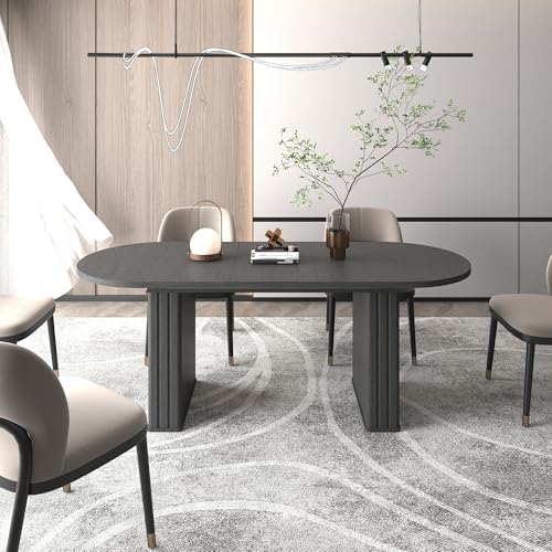 espidoo Extendable Oval Dining Table for 4-8 People: Modern MDF