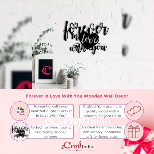 Image of eCraftIndia Forever In Love With You Wooden Wall Decor for Living Room Bedroom| Home Wall Decor Item| Wall Art for Home Decor| Valentine Gift for Girlfriend Boyfriend Husband Wife Valentine Decoration