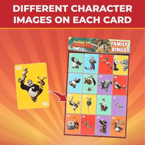 Aquarius Kung Fu Panda Family Bingo Game - Official Licensed Party Game for Kids and Adults, Movie Night Game for Family Game Night, 2–8 Players, Ages 8+ - Thumbnail 5