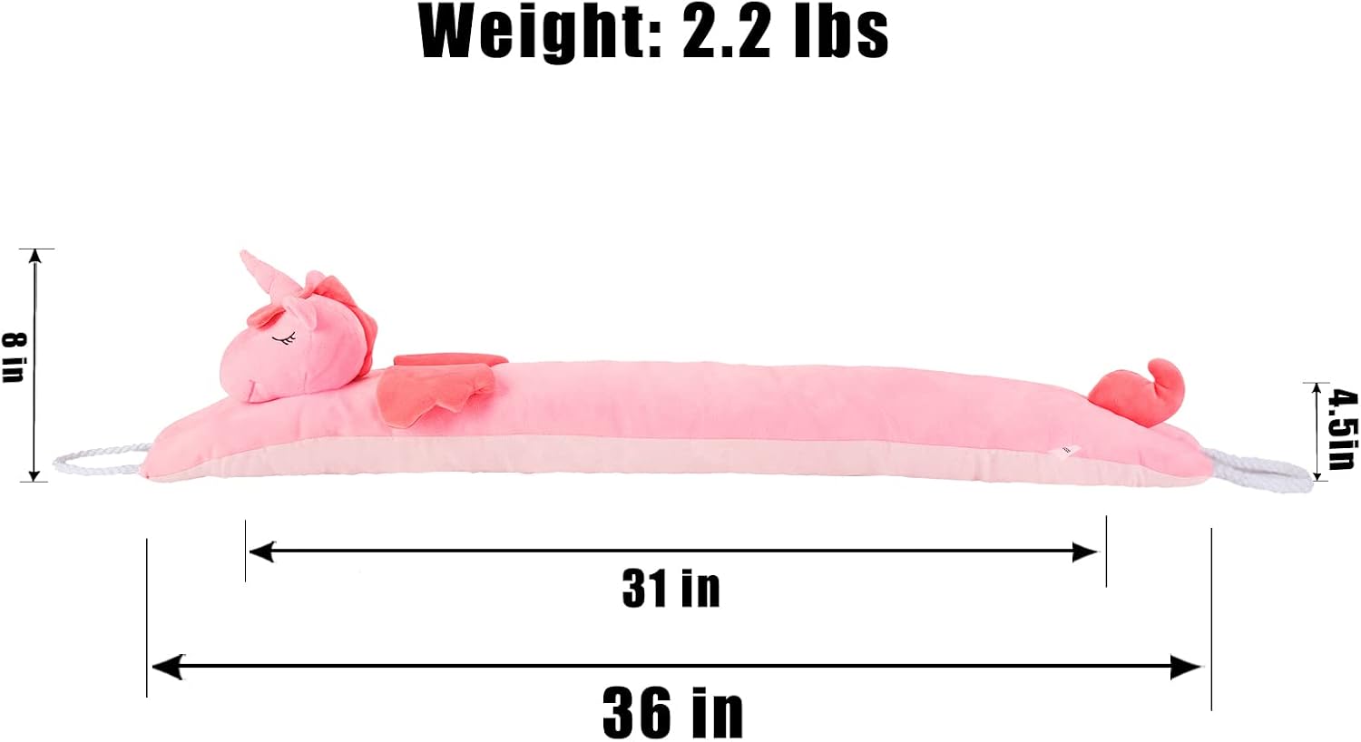 Under Door Draft Stopper Decorative Wind Stopper 36 inch for Door & Window, Weighted Animal Air Draft Stopper Snake Noise Blocker for Bottom of Door with Hanging Loops - Unicorn