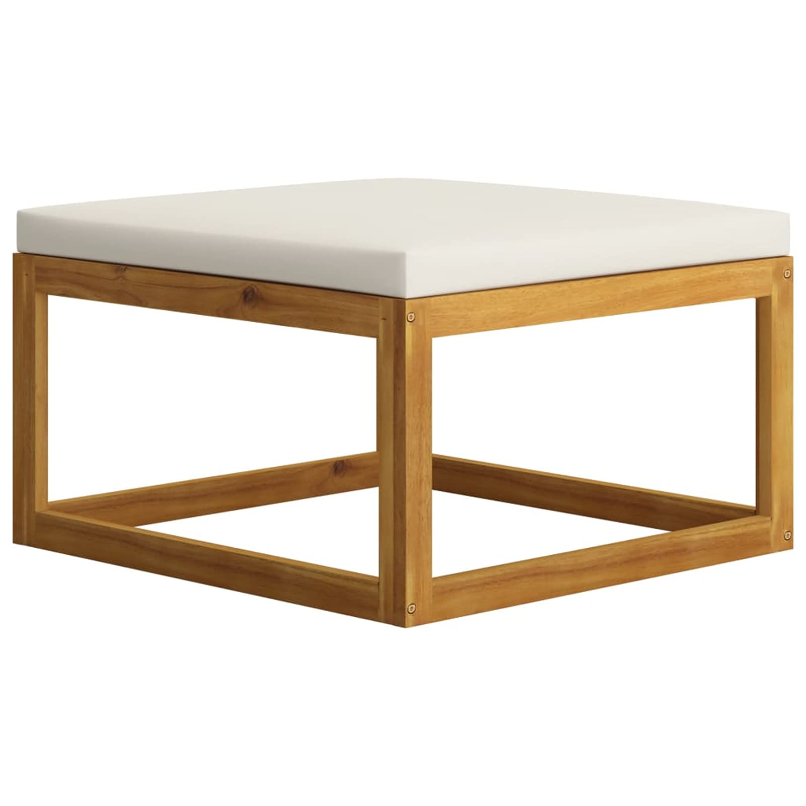 Reposapiés con cojín, Taburete Terraza, Taburete De Jardin, Reposapies Sofa, Taburete Reposapies, Taburetes Bajos, Blanco Crema Madera Maciza de Acacia
