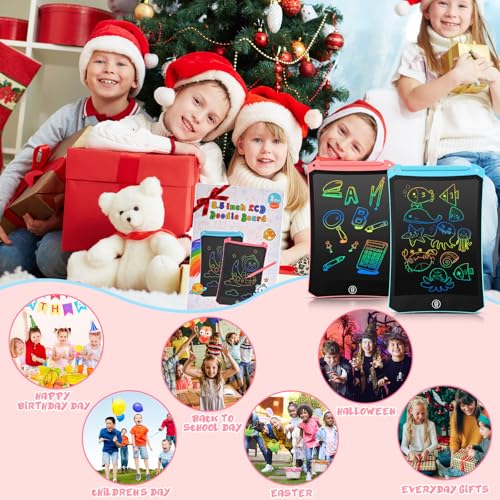 EooCoo Toddler Toys, LCD Writing Tablet for Kids 2 Pack, Kids Stocking Stuffers Toddler Travel Essentials Drawing Pad, No Mess Coloring Books, Road Trip Activities, Age 3-5 Boy Girl Gifts - 8.5 Inch