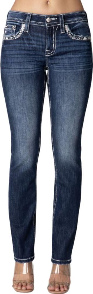 Miss Me - Womens 32" Wing Pocket Mid-Rise Bootcut Jeans