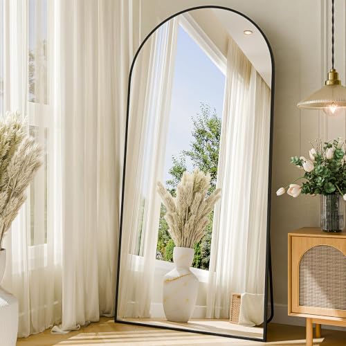 Image of 76 inchx35 inch Floor Mirror Full Length Arched Full Length Mirror Black