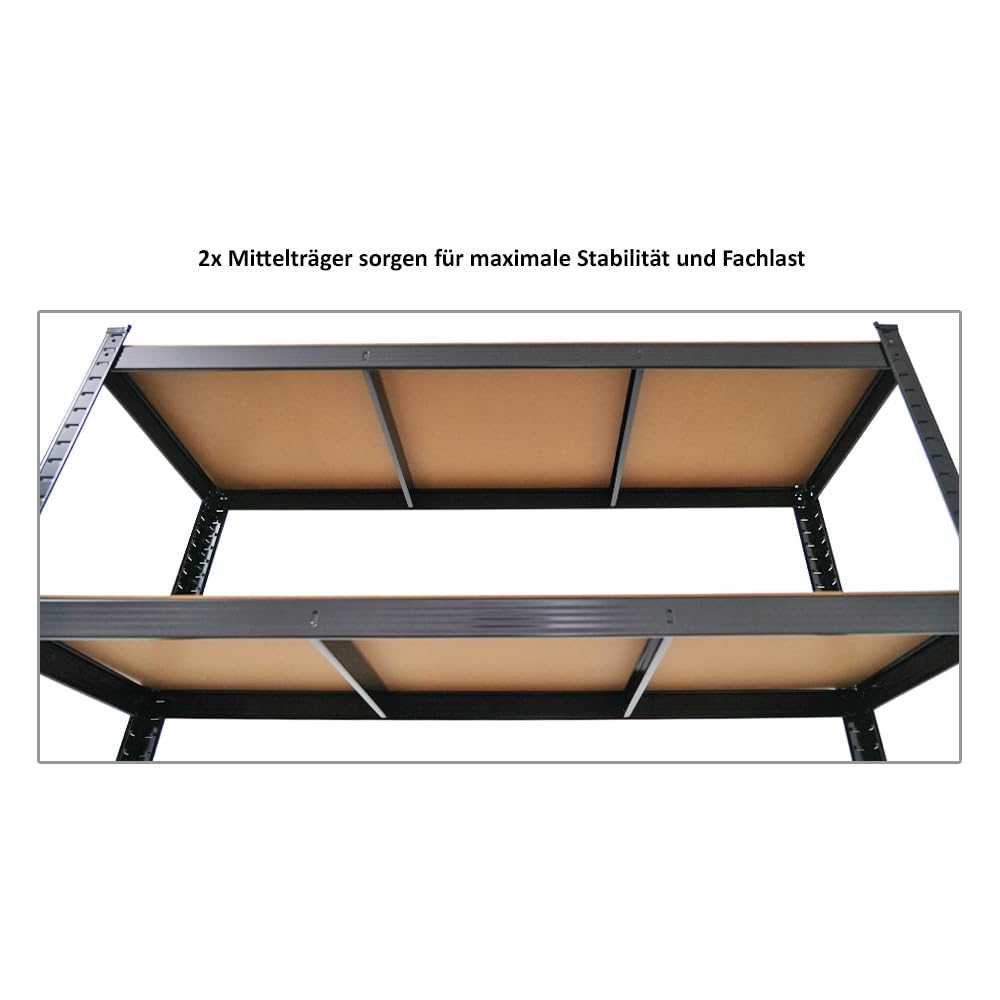 PROREGAL Schwerlastregal Ragnar für Gesamtlast 875kg Maße: 180x120x40 Schwarz, Kellerregal, Steckregal, Garagenregal, Lagerregal
