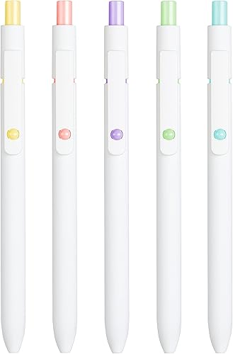 Miniatura 6 de Lanxivi 5 bolígrafos de gel de secado rápido, tinta negra, punta fina de 0.020 in, bolígrafos retráctiles de alta calidad, estilo retro