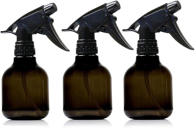 Nechtik Black Plastic Spray Bottles - 8 Oz, Pack Of 3, Leak Proof, BPA Free Material, Small Spray Bottle, Adjustable Trigger Mist to Stream And Off Modes.