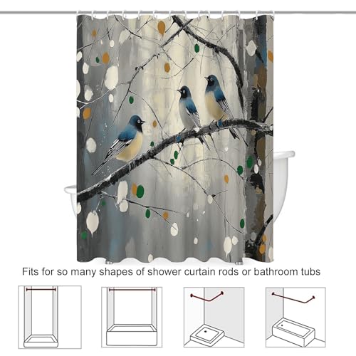 Rideau de douche 180x200 cm gris clair avec 12 crochets inclus - 8