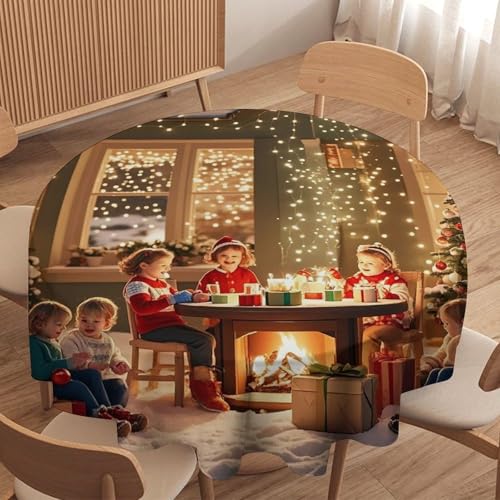Nappes rondes anti-tache 177cm lavables en machine pour table de fête