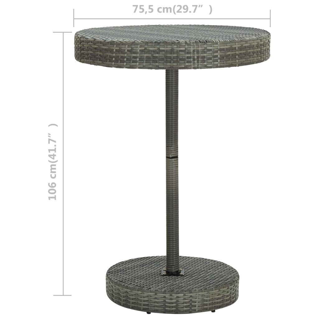 Tomostar Table de Bar Haute, Table Bistrot de Jardin Extérieur Gris 75,5x106 cm Résine tressée
